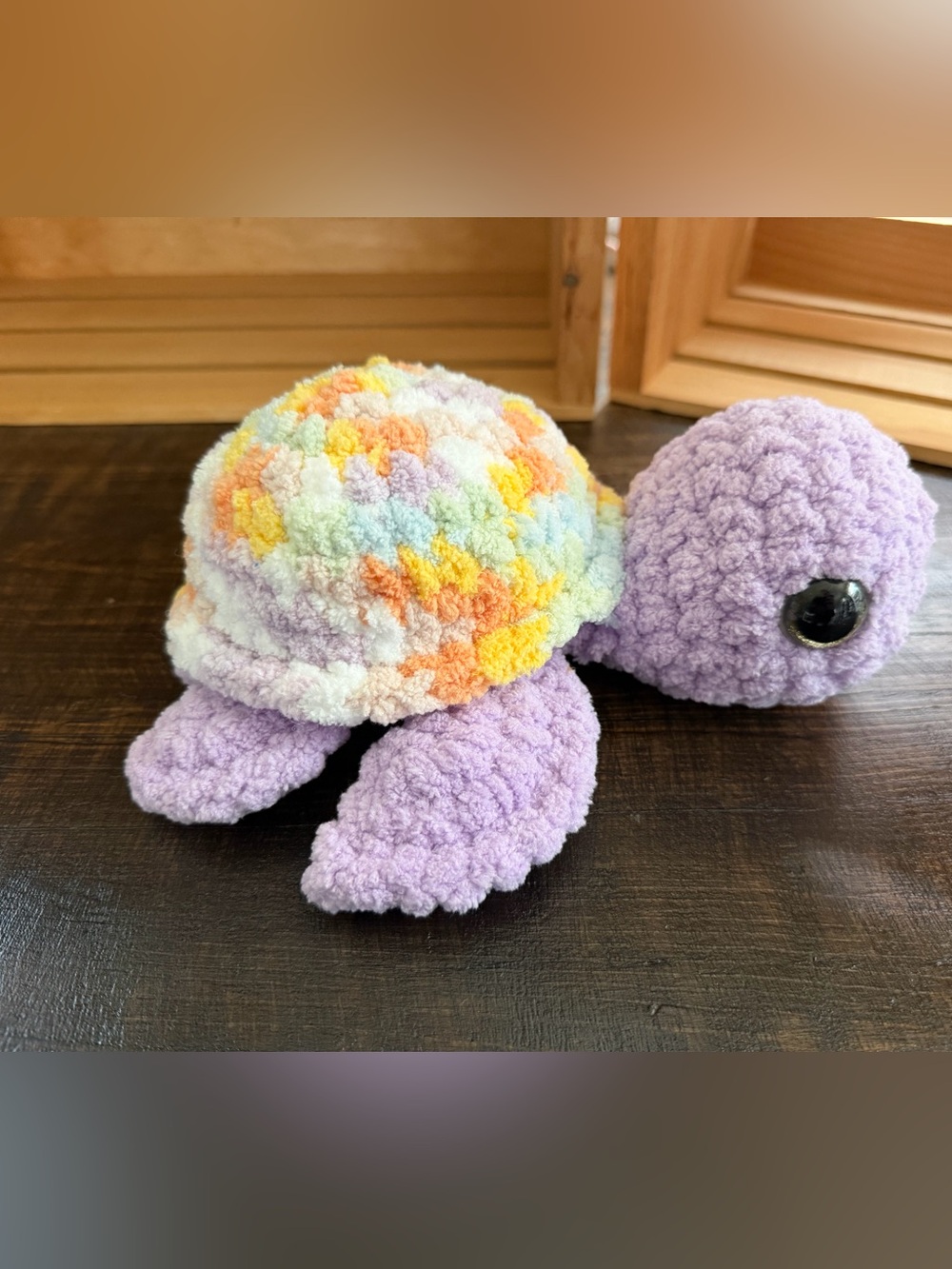 Plush Crochet Sea Turtle: Multi pastel/Light purple